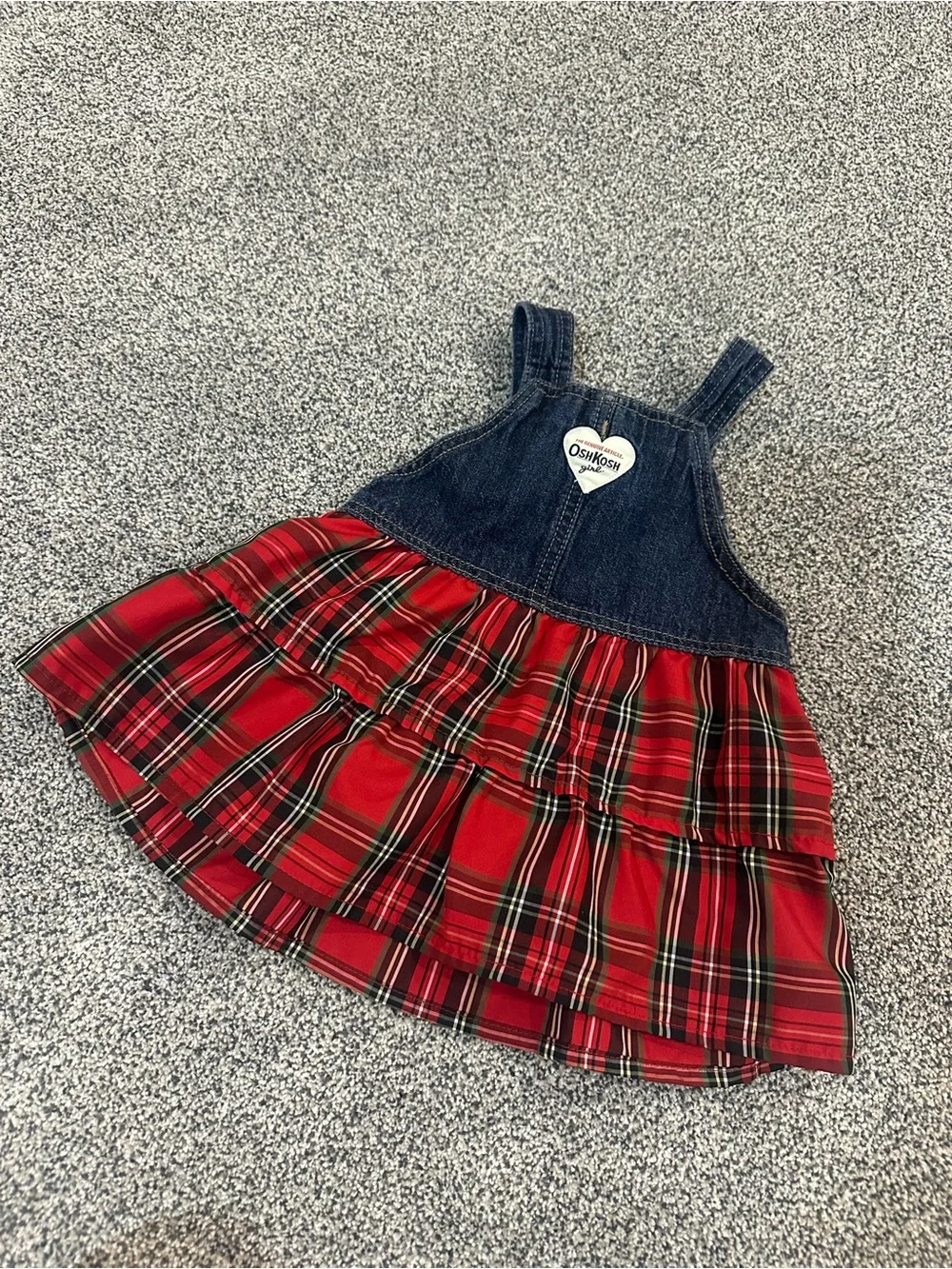 Osh kosh vintage plaid & denim dress